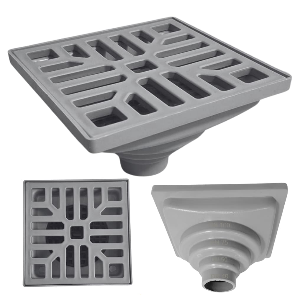 Ralo 15x15 Cinza Plástico Conforto Termico Saida Adapt 40 até 100mm Anti Insetos