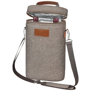 Bolsa Térmica Para Transporte de Vinhos até 2 Garrafas com Alça Ajustável, Cáqui, Cáqui, TIRRINIA, Cáqui