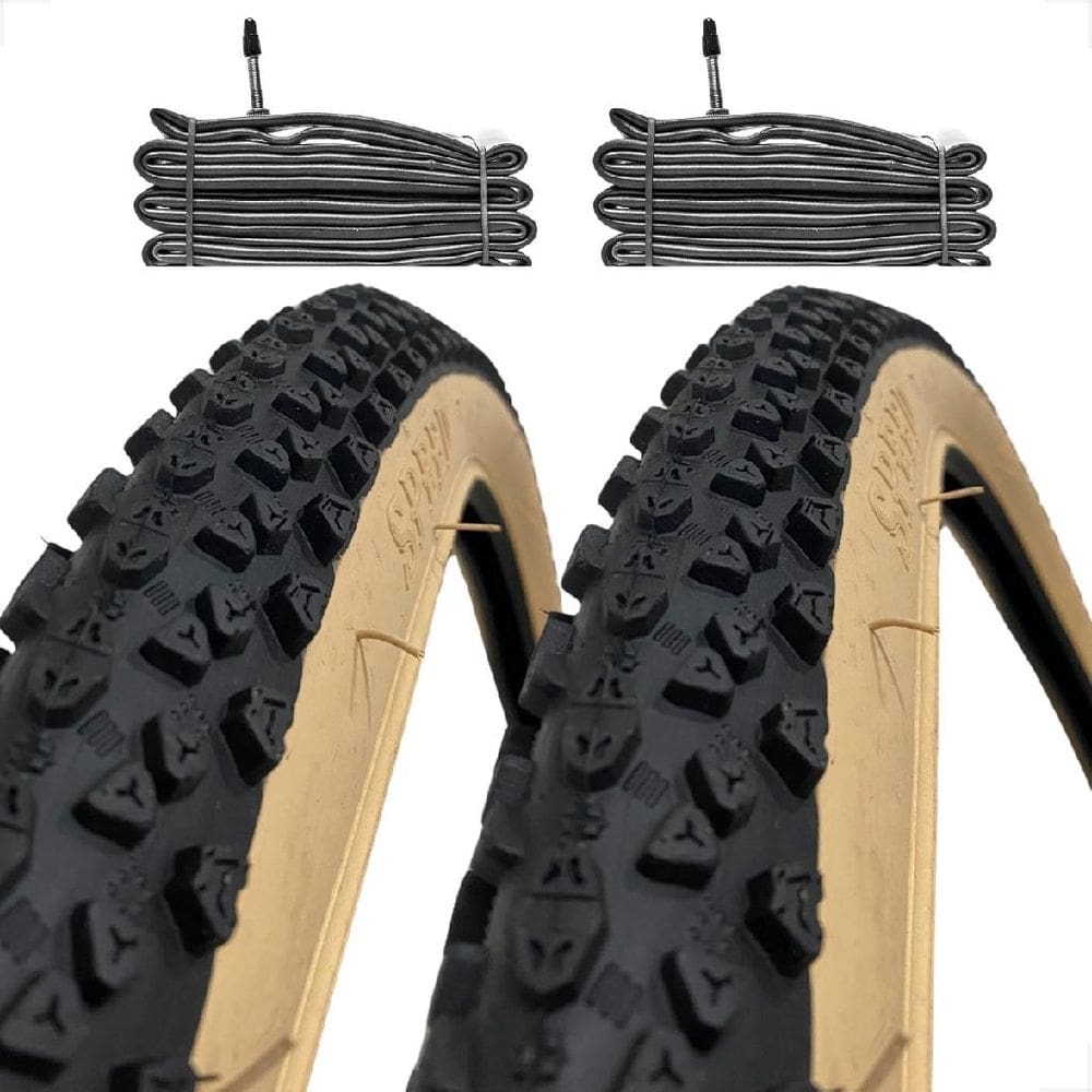 Par Pneu Bicicleta Mtb Shiver Banda Creme Aro 29 X 2.10 Tipo Scorpion + Par Camara bico fino