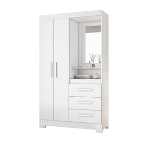 Guarda Roupa Solteiro 2 Portas 3 Gavetas Nt6020 Branco-rosa Nótável Móveis Branco-rosa