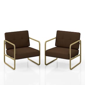 Kit 02 Poltronas Estofadas Dinamarca Industrial Dourado/marrom - M.a