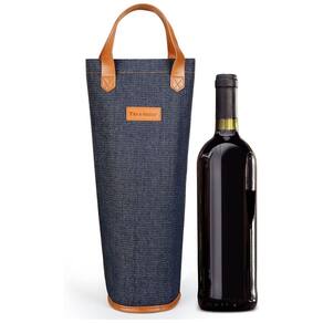 Bolsa Térmica para Vinho Tirrinia, Portátil e Estilosa - Presente Ideal para Amantes de Vinho - Azul Escuro