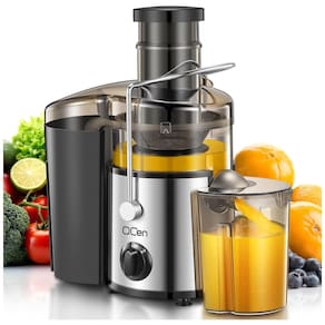 Extrator de Sucos QCen, Centrífuga de 500W com 3 Bocas Largas para Frutas e Vegetais, Fácil de Limpar, Aço Inoxidável, Livre de BPA