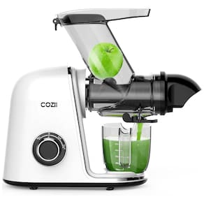 Espremedor de Frutas COZII Cold Press, Juicer de Trituração Lenta, Bocal Largo de 9,14 cm, Fácil Limpeza, para Vegetais e Frutas