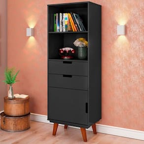 Estante para Livros Vertigo 1 Porta 2 Gavetas Preto - Pnr Móveis