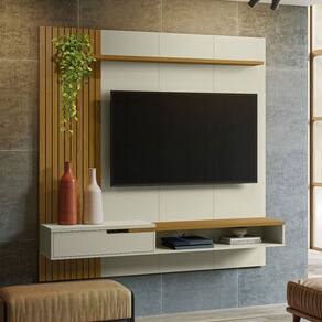 Painel para TV Até 65 Polegadas Nuke 1 Gaveta Off White/Cedro - Pnr Móveis