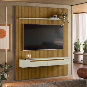 Painel para TV Até 65 Polegadas Nuke 2 Portas Cedro/Off White - Pnr Móveis