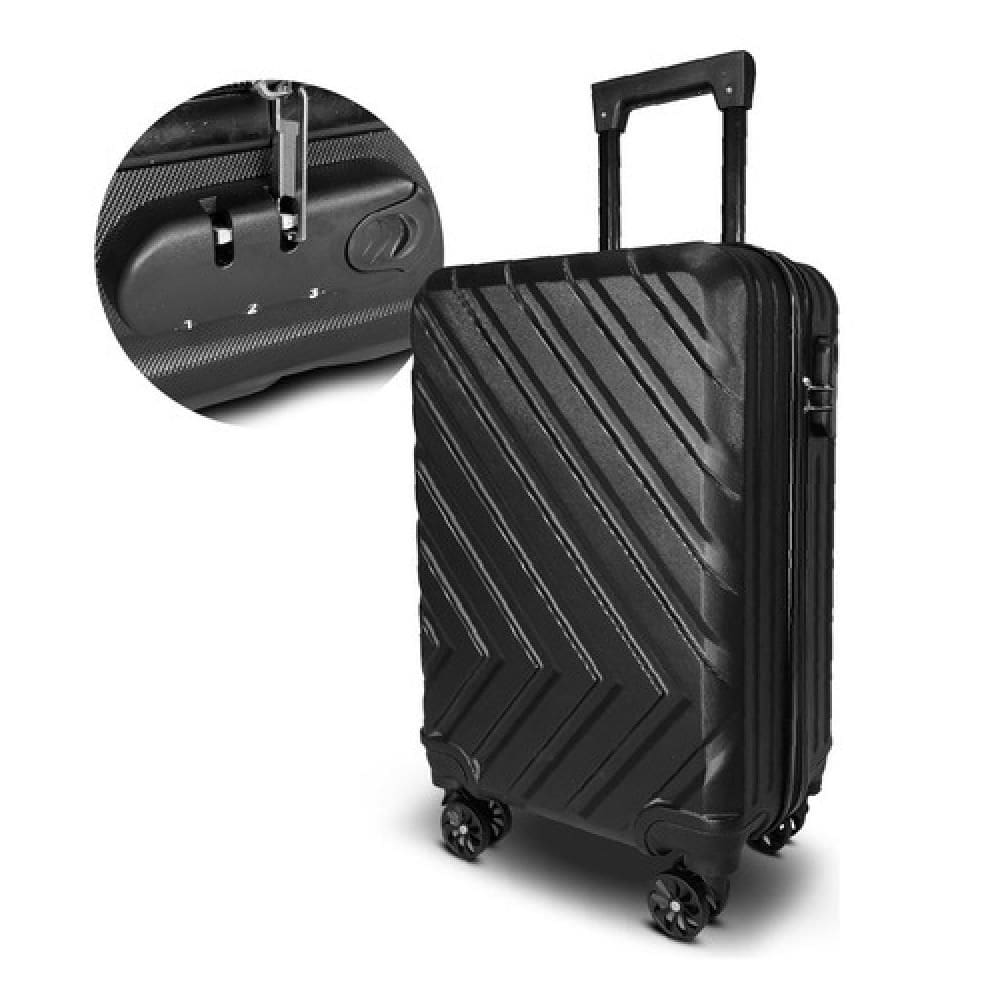Mala De Viagem Bordo 4 Rodas Rigida Abs Pequena 10Kg Piloto Giro 360 De Mao Padrao Anac Com Cadeado Senha Preta Premium