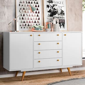 Balcão Buffet Vertigo 2 Portas 4 Gavetas Branco - Pnr Móveis