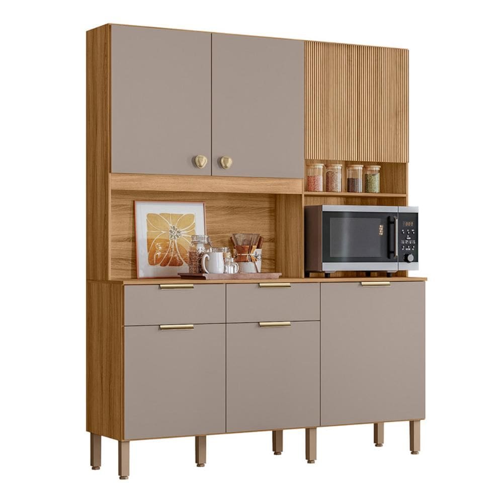 Armario Cozinha Compacta Tropical 160cm 7 Portas e 2 Gavetas