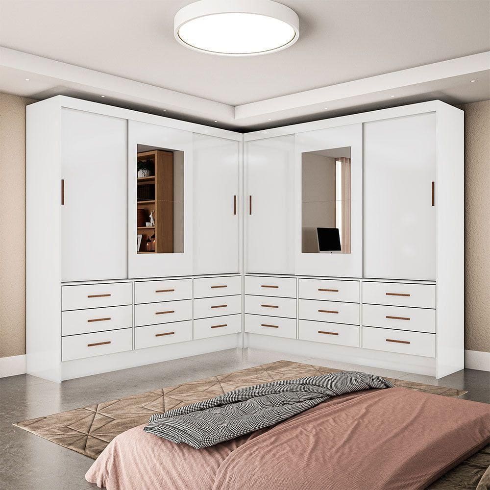 Closet Sevilha 6 Portas Casal Duplo Com Espelho 18 Gavetas