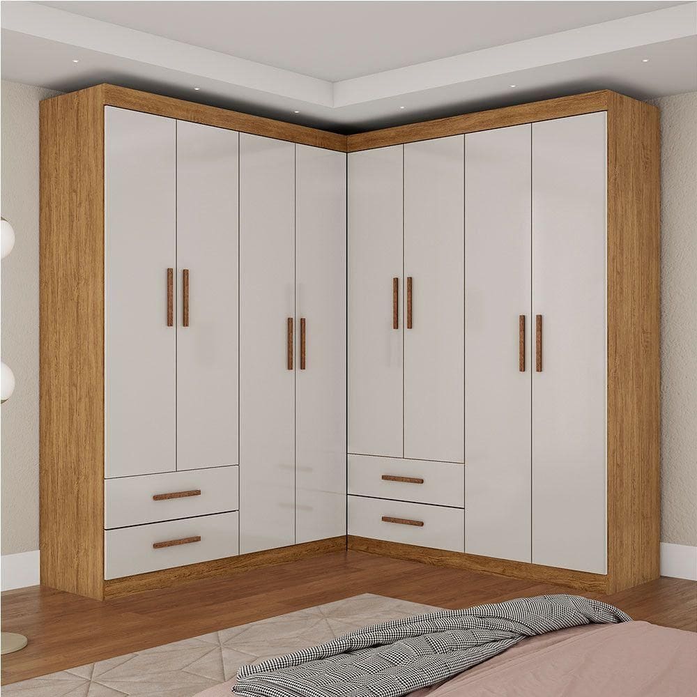 Closet Casal Duplo Lu 8 Portas 4 Gavetas Cinamomo Off White