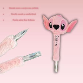 Caneta em Gel Azul Corpo Pelucia Stitch Angel Ponta Fina 0.5mm Unidade | Fofo | Papelaria Kawaii | Disney