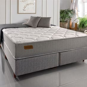 Conjunto King com Colchão e Cama Box Extra-firme 193cm X 203cm X 67cm Cinza