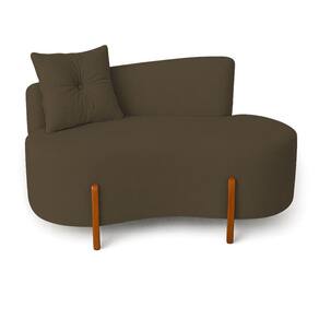 Sofá Orgânico Divã Boucle Com Pés De Madeira 7 Decor Marrom