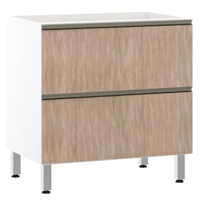 Balcão de Cozinha com Tampo 1 Porta 1 Gaveta Pérola Branco P. com Cumaru 80cm