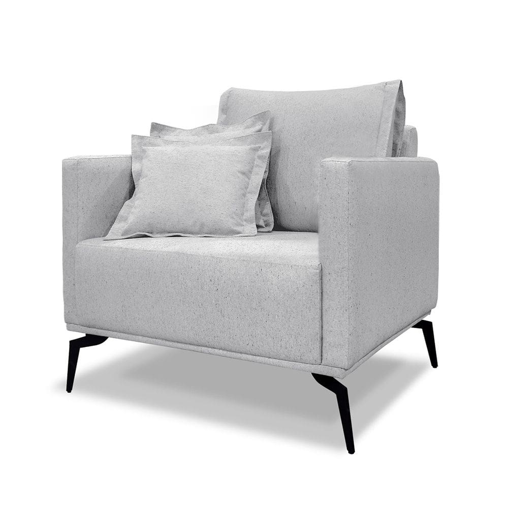 Poltrona Decorativa Elba Linho Rústico Grigio - Loja Sheep