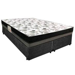 Cama Box Casal Suede Bipartido + Colchão Ortobom Iso Dupla Face 138x188x60 Preto