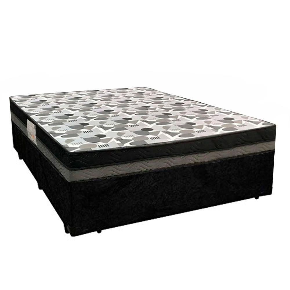 Cama Box Casal Suede + Colchão Ortobom Iso Dupla Face 138x188x60 Preto