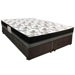 Cama Box Casal Suede Bipartido + Colchão Ortobom Iso Dupla Face 138x188x60 Marrom