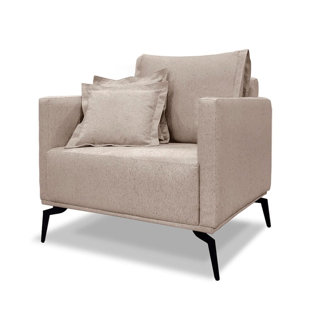 Poltrona Decorativa Elba Linho Rústico Areia - Loja Sheep