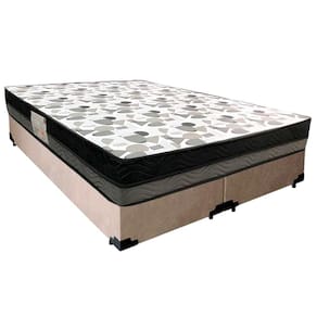 Cama Box Casal Suede Bipartido + Colchão Ortobom Iso Dupla Face 138x188x60 Bege
