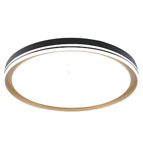Plafon Moderno Preto e Dourado 28cm Led 18W 3 em 1 Bivolt 15706-PL