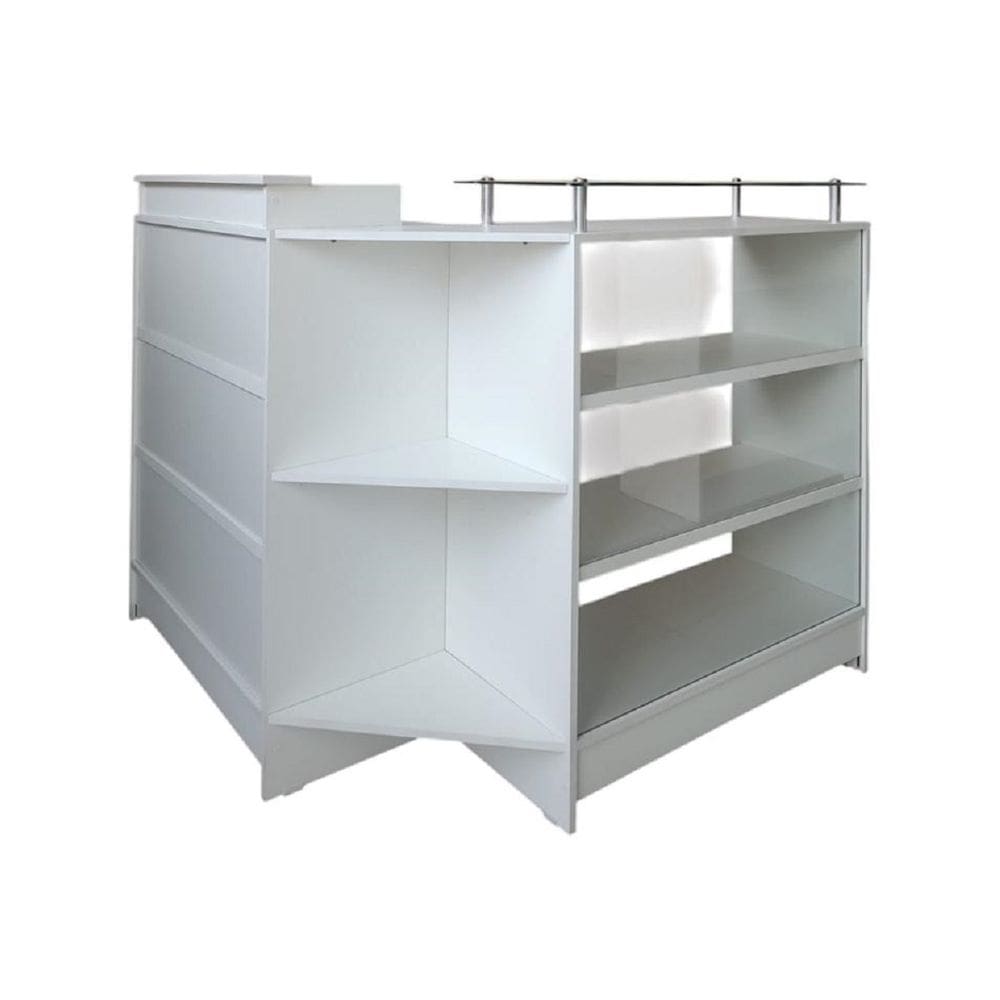 Balcão Caixa + Expositor Vidro 100% Mdf Branco Desmontado - Suprema Móveis