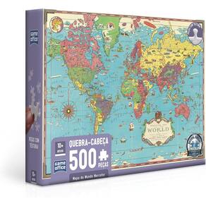 Quebra Cabeça Mapa Do Mundo Mercator - 500 Peças Toyster