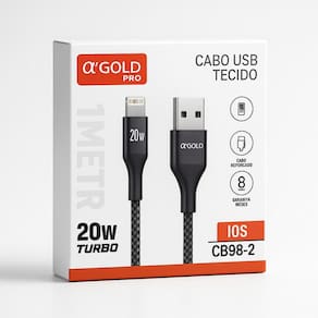 Cabo lightning Reforçado 20w Turbo 1m Tecido IOS Cb98-2 agold