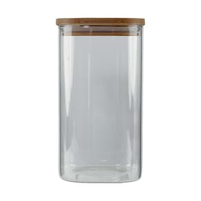 Porta Mantimento Vidro com Tampa Bamboo Quadrado 1.5L CV212782 Casa do Chef