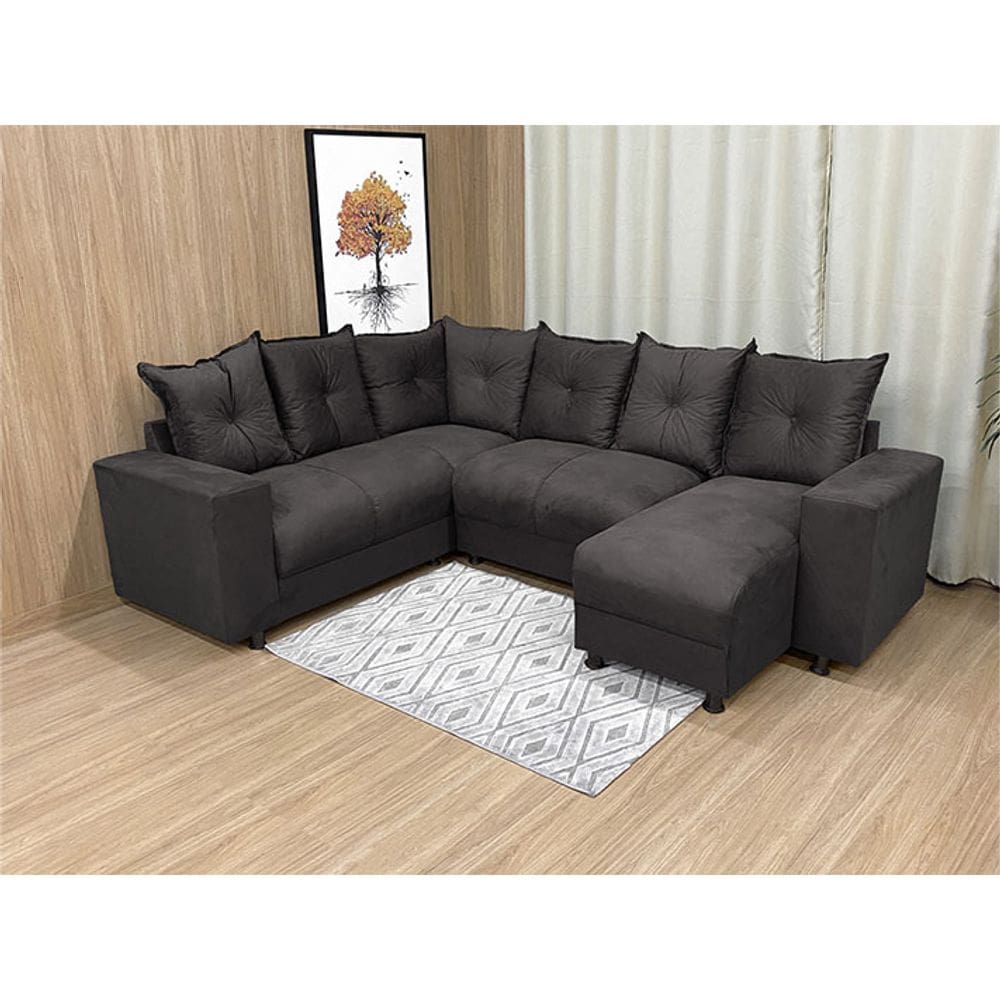 Sofá de Canto C/ Chaise - Com 06 Lugares