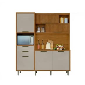 Cozinha Compacta 6 Portas 2 Gavetas Loft Imperatriz Freijó e Off White