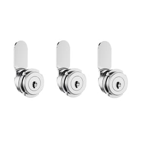 03 Fechadura Armário Móveis de Aço ou Madeira 19x20mm C/ Mesmo Segredo