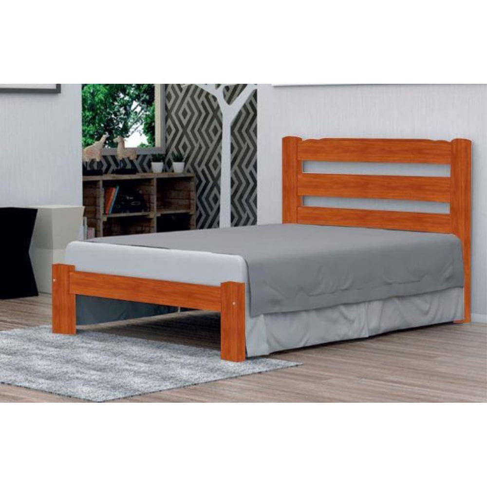Cama de Casal Luna de Madeira Maciça Tauari