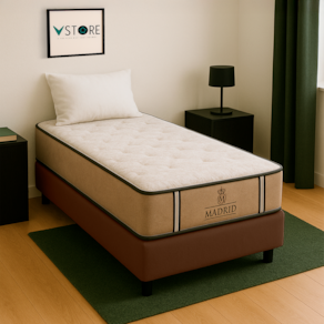 Cama Box Solteirão e Colchão Madrid Molas V-Store 96x188x28
