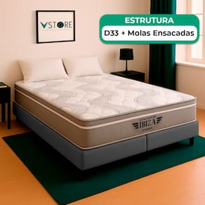 Cama Box King e Colchão Ibiza Molas V-Store