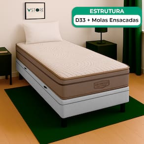 Cama Box Baú Solteiro e Colchão Los Angeles Molas V-Store