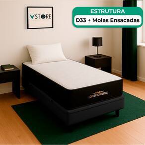 Cama Box Baú e Colchão Orthopedic D33 V-Store 88x188x30