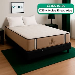Cama Box Baú Casal e Colchão Madrid Molas V-Store