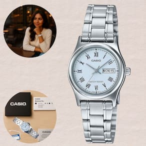 Relógio Elegante Casual Acessório Feminino Casio LTP-V006D 2BUDF Aço Inox Analógico Calendário Data e Dia Resistente à Água