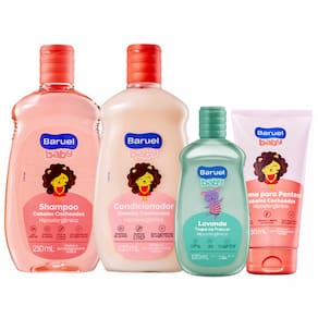 Shampoo e Condicionador + Creme para Pentear Baruel Baby Cabelos Cacheados + Colônia Toque de Lavanda