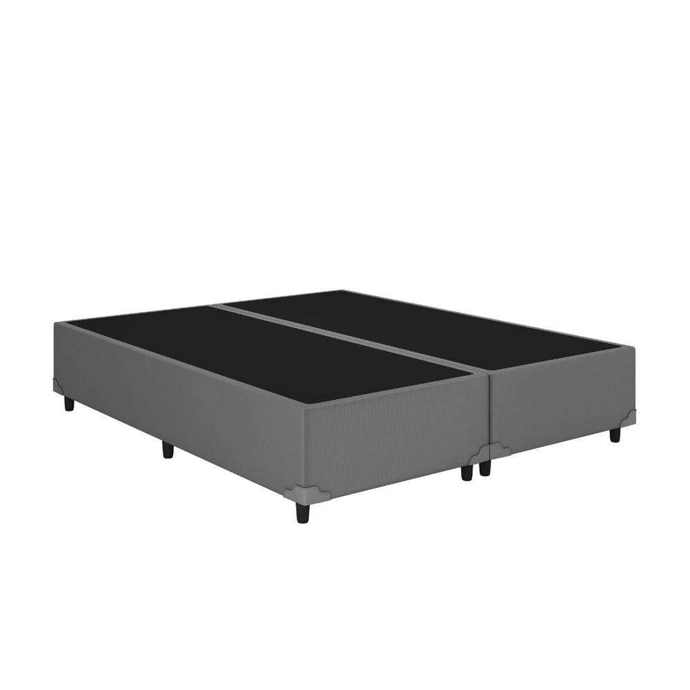 Base Box Queen Bipartido Linhão Cinza 158x198 Blindado