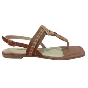 sandalia feminina dakota rasteira casual com fivela aplique