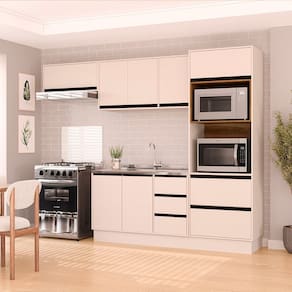 Cozinha Completa 4 Peças sem Tampo Koya Preto/Creme