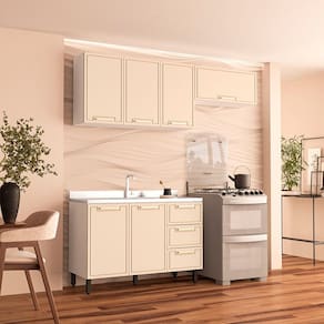 Cozinha Completa 3 Peças 224cmx200cm Amara Branco/Creme