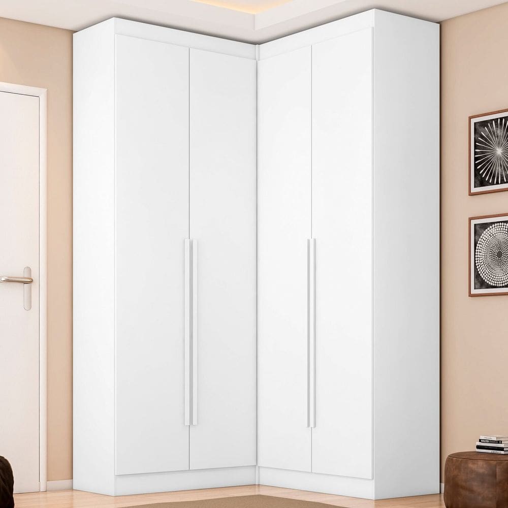 Guarda Roupa Dormitório Casal Canto com 4 Portas 135x130x235 Versatille Yescasa Branco
