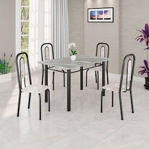 Conjunto Sala de Jantar com 4 Cadeiras Lívia Bege / Preto