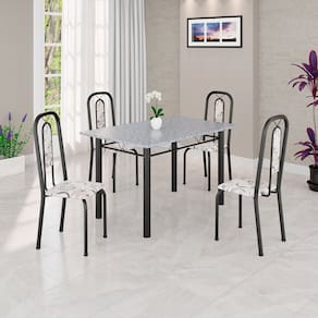 Conjunto Sala de Jantar com 4 Cadeiras Lívia Arabesco / Preto