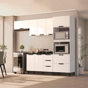 Cozinha Completa 4 Peças sem Tampo Meena Branco/Preto